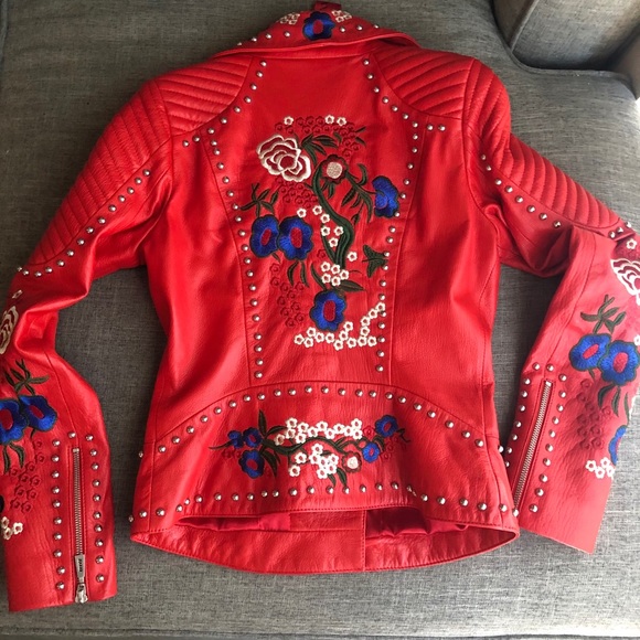 DENIMAXX COUTURE RED LEATHER JACKET - Picture 3 of 10